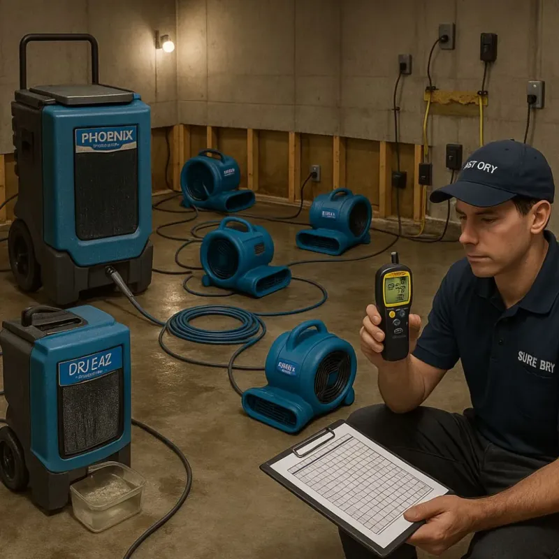 Structural Drying and Dehumidification process in Monroeville, OH